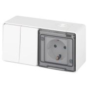 Блок розетка с выключателем Эксперт 11-7502-01 двойн. IP55 16A(10AX)-250В ОУ белый Эра Б0063270