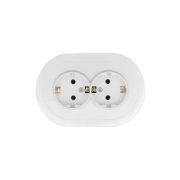 Розетка 2-м СП OSEN с заземл. ПБТ круглая механизм бел. LEZARD 744-0200-127B