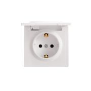 Розетка 1-м ОП LETO с заземл. с крышкой LETO ПБТ бел. LEZARD 752-0200-123B