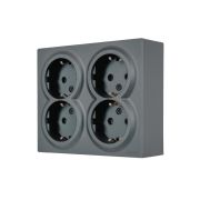Розетка 4-м ОП LETO с заземл. закрытый корпус ПБТ графит LEZARD 752-3400-127BDP