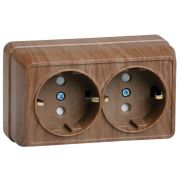 Розетка 2-м ОП Октава РСш22-3-ОД 16А IP20 с заземл. защ. шторки дуб GENERICA ERO24-K04-16-DC