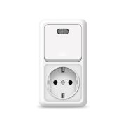 Блок ОП Олимп 1-кл. вык. с подсветкой + роз. с заземл. верт. бел. UNIVersal О0039