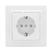 Розетка 1-м СП Минск 16А IP20 с заземл. защ. шторки бел. Basic EKF ERR16-028-100