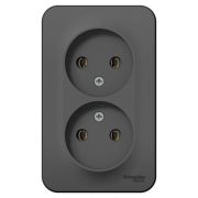 Розетка 2-м ОП Blanca 16А IP20 250В без заземл. без защ. шторок с изолир. пластиной антрацит SE BLNRA000216