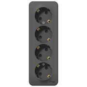 Розетка 4-м ОП Blanca 16А IP20 250В с заземл. защ. шторки с изолир. пластиной антрацит SE BLNRA011416