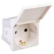 Розетка 1-м 2мод. Avanti «Белое облако» 16А IP41 2P+E защ. шторки с крышкой бел. DKC 4400012