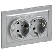 Розетка 2-м СП BRITE РС12-3-БрА 16А в сборе с заземл. без защ. шторок алюм. IEK BR-R21-16-K47-F