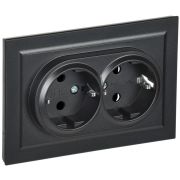 Розетка 2-м СП BRITE РС12-3-БрЧ 16А в сборе с заземл. без защ. шторок черн. IEK BR-R21-16-K02-F