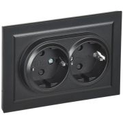 Розетка 2-м СП BRITE РСш12-3-БрЧ 16А в сборе с заземл. защ. шторки черн. IEK BR-R24-16-K02-F