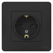 Розетка 1-м СП Blanca 16А IP20 250В с заземл. защ. шторки антрацит SE BLNRS001116