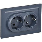Розетка 2-м СП BRITE РС12-3-БрМ 16А в сборе с заземл. без защ. шторок маренго IEK BR-R21-16-K35-F
