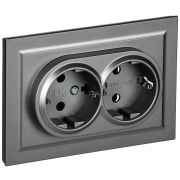 Розетка 2-м СП BRITE РС12-3-БрС 16А в сборе с заземл. без защ. шторок сталь IEK BR-R21-16-K46-F