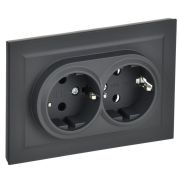 Розетка 2-м СП BRITE РС12-3-БрГ 16А в сборе с заземл. без защ. шторок графит IEK BR-R21-16-K53-F